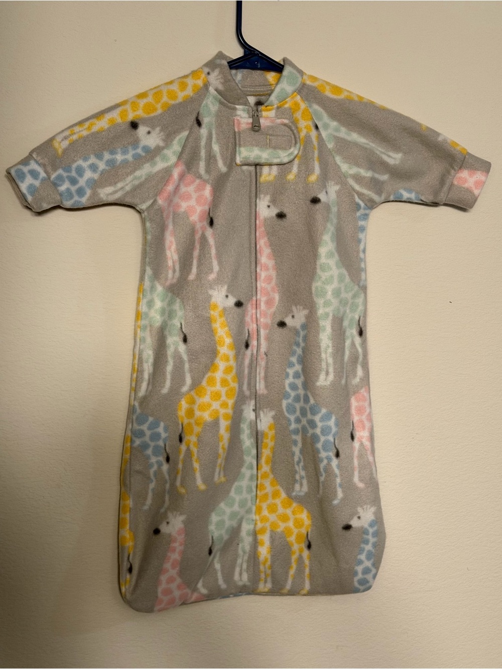 Kids Grey Giraffe Fleece Sleep Sac - Multicolor Giraffe Print